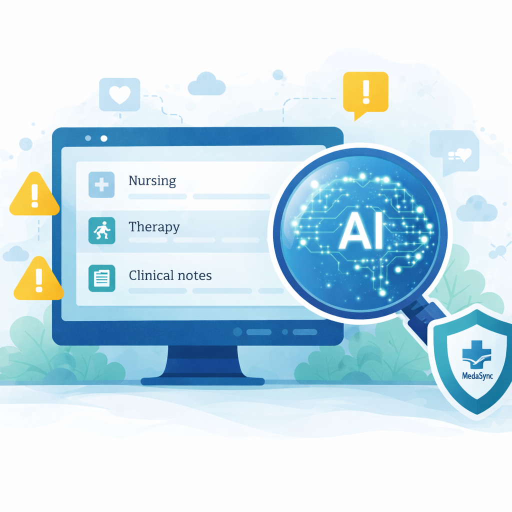 Early Quality Risk Detection with Payer-Aware AI AI-powered monitoring of nursing, therapy, and clinical documentation to identify early quality and functional risks.