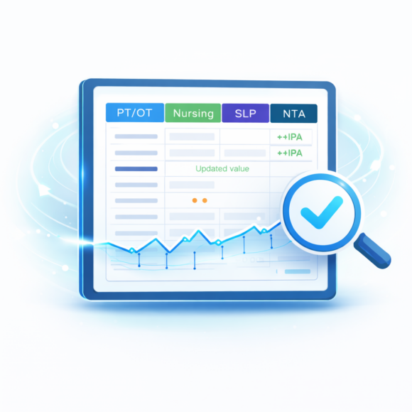 PDPM-Sync real-time accuracy monitoring Tablet displaying real-time PDPM components with AI-assisted documentation review and accuracy indicators.