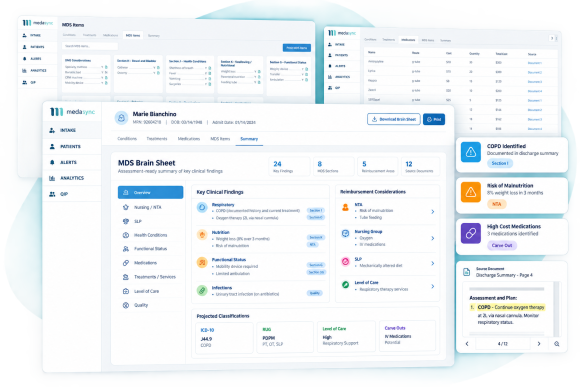 MedaSync DocSync referral document processing and MDS assessment interface